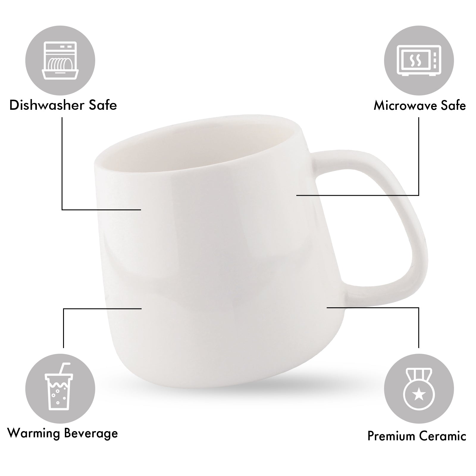 VOBAGA 14 oz Tea Mug for Daily Use Warming Coffee&Tea, Coffee Cup with Lid and Flat-Bottom (White)