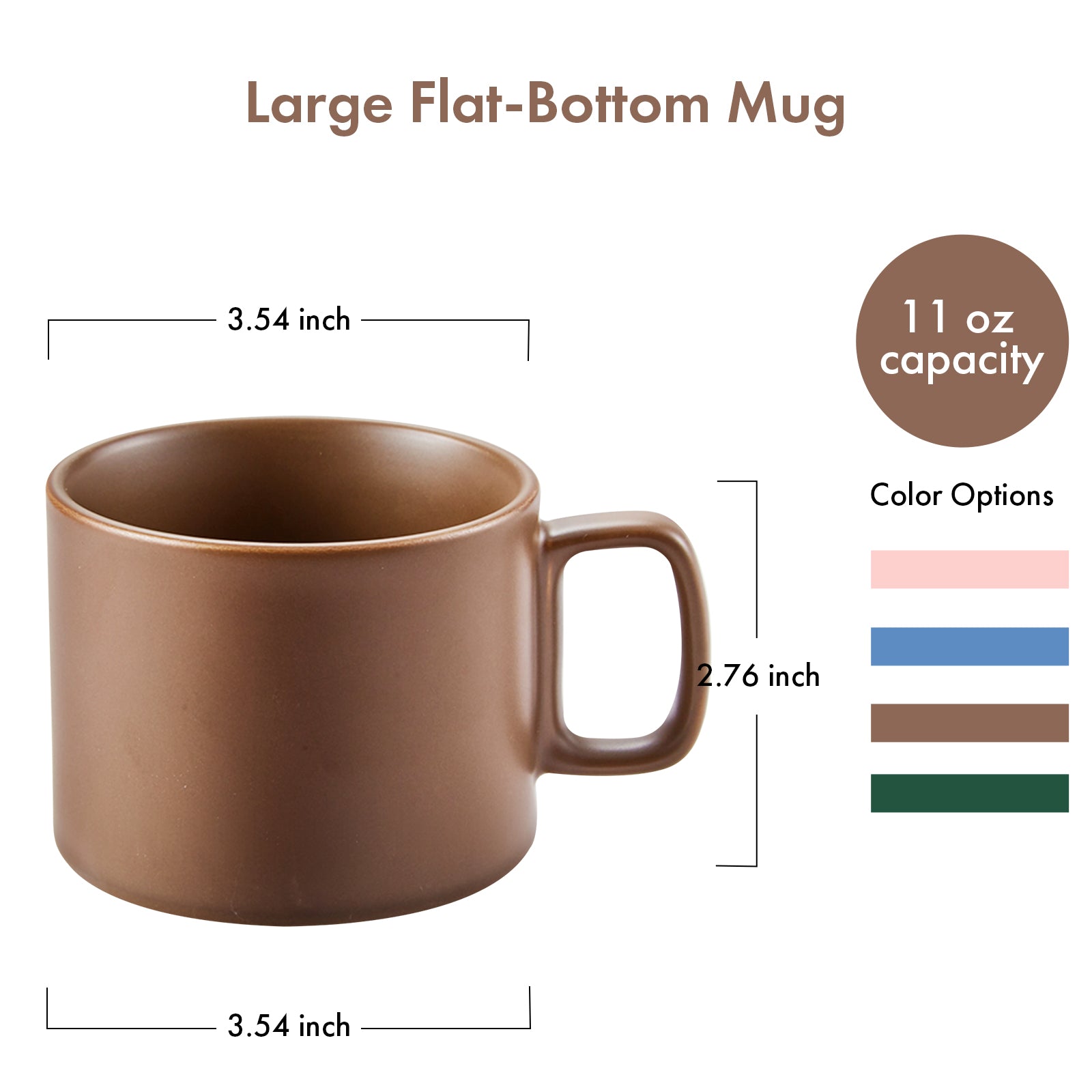 VOBAGA 11 oz Beverages Cup Coffee Mug Tea Cup with Flat-Bottom Warming Coffee Milk for Office and Home ( Brown)