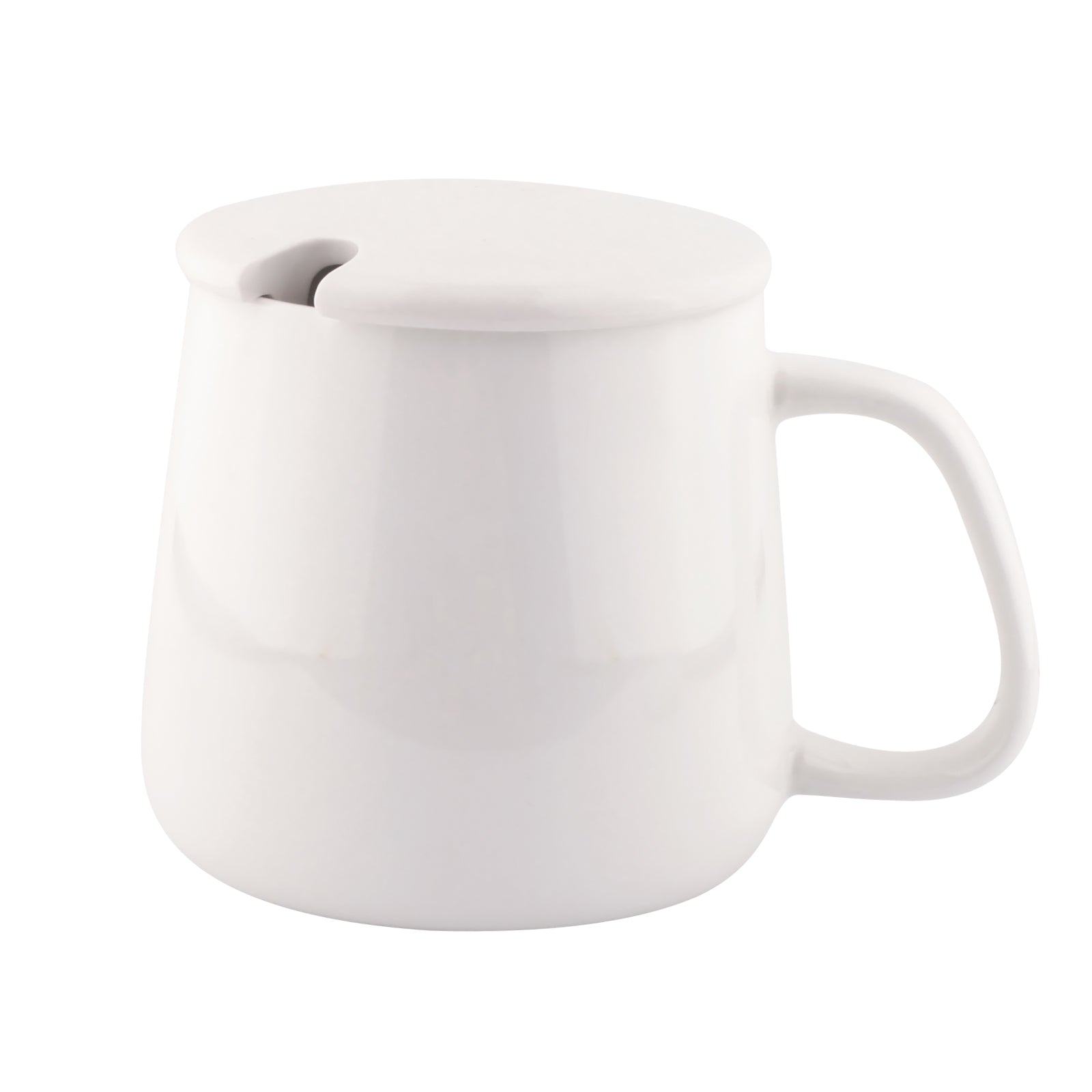 VOBAGA 14 oz Tea Mug for Daily Use Warming Coffee&Tea, Coffee Cup with Lid and Flat-Bottom (White)