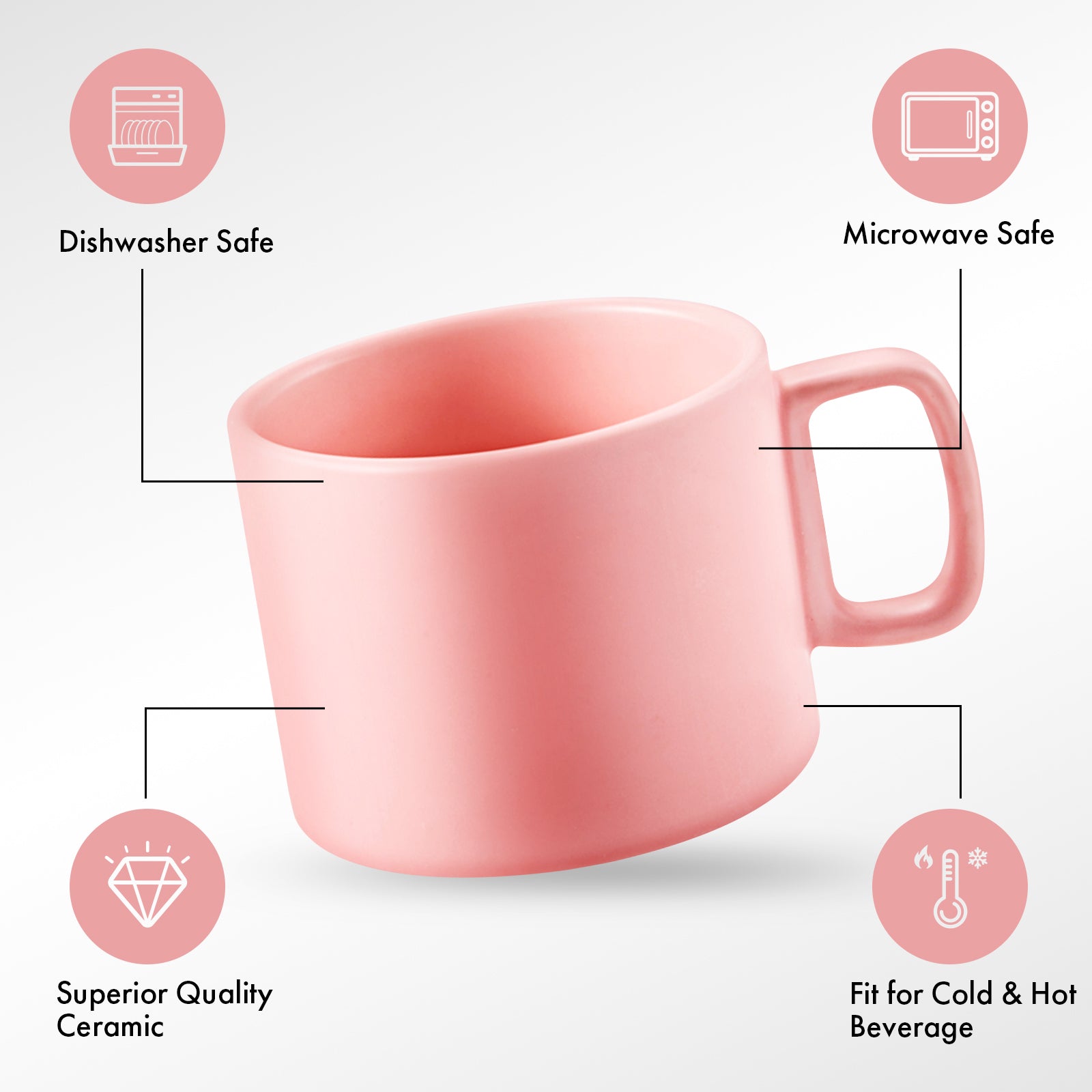 VOBAGA Coffee Mug, Tea Cup for Office and Home, 11 Oz, Dishwasher and Microwave Safe（Pink）