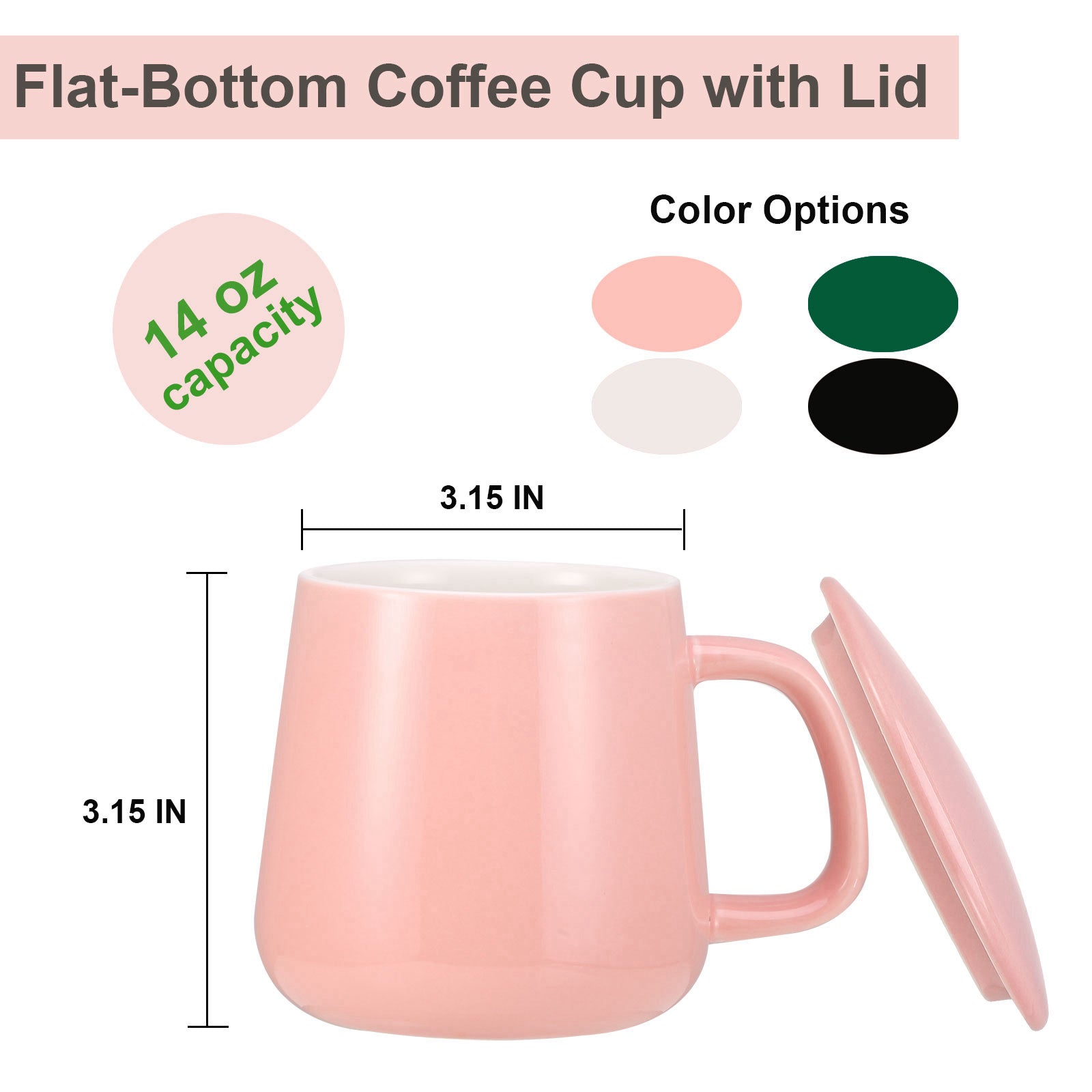 VOBAGA  Loose Leaf Tea Cup, 14 OZ Coffee&Tea Mug with Lid and Flat-Bottom, Gifts for Tea Lover (Pink)