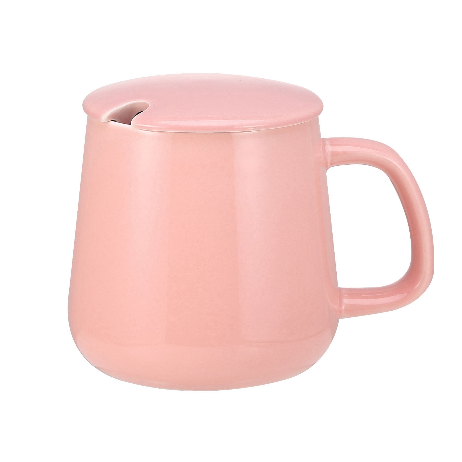 VOBAGA  Loose Leaf Tea Cup, 14 OZ Coffee&Tea Mug with Lid and Flat-Bottom, Gifts for Tea Lover (Pink)